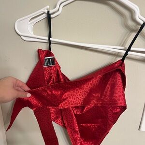 Red Satin Going Out Top